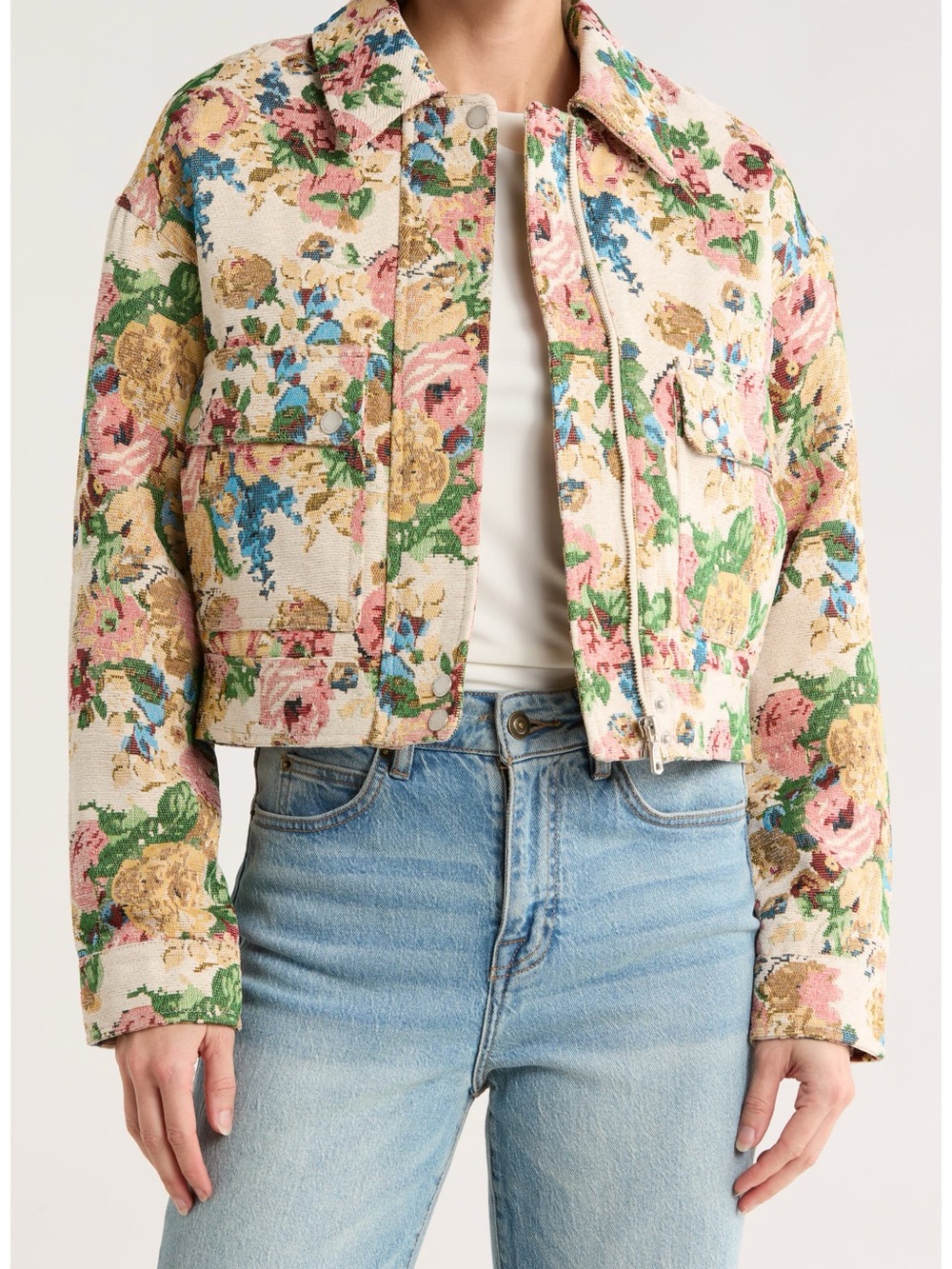 Avec Les Filles NWT Floral Bomber Jacket